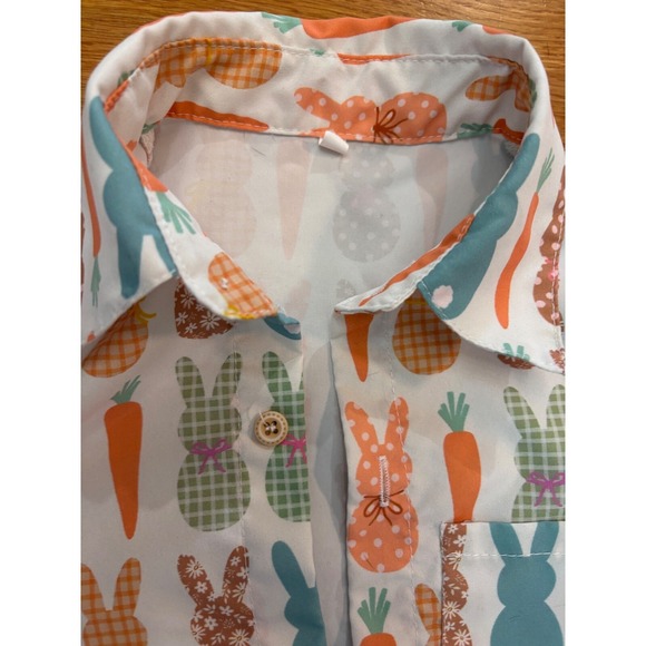 Easter Bunny Outfit Set Button Up Shirt Big Hoppa Tee Kids Size 3-4Y - Picture 5 of 7